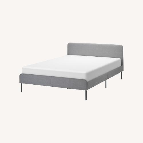 Used IKEA SLATTUM Upholstered Bed Frame Light Gray for sale on AptDeco