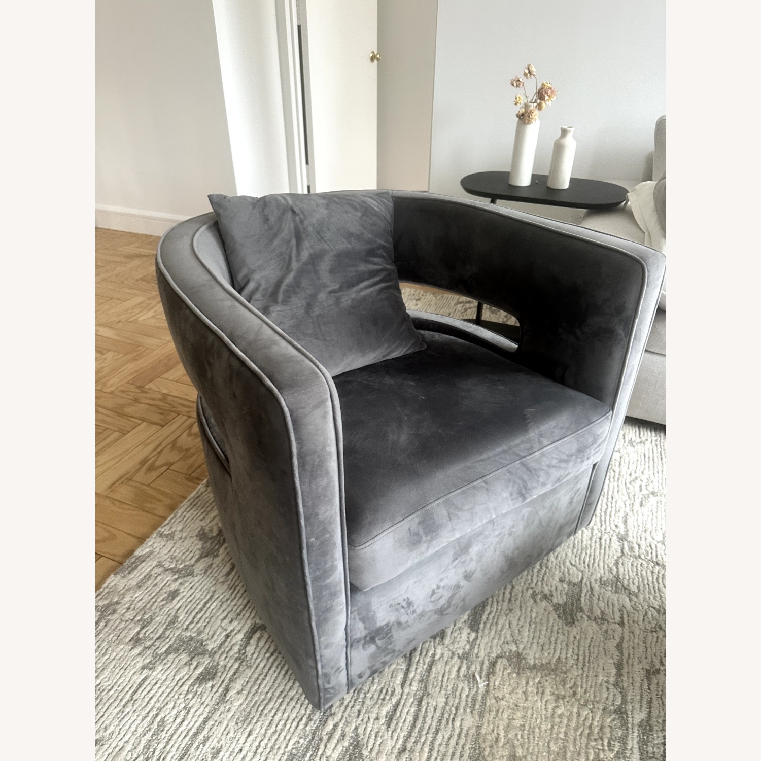 TOV Kennedy Velvet Swivel Accent Chair - image-2