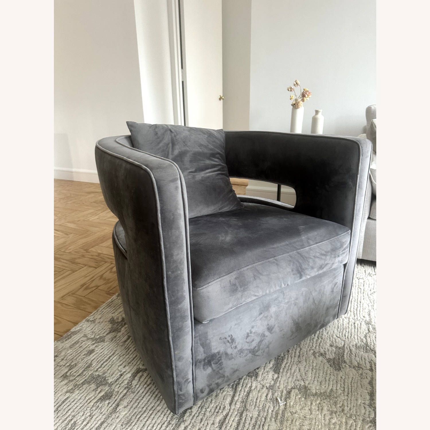 TOV Kennedy Velvet Swivel Accent Chair - image-3