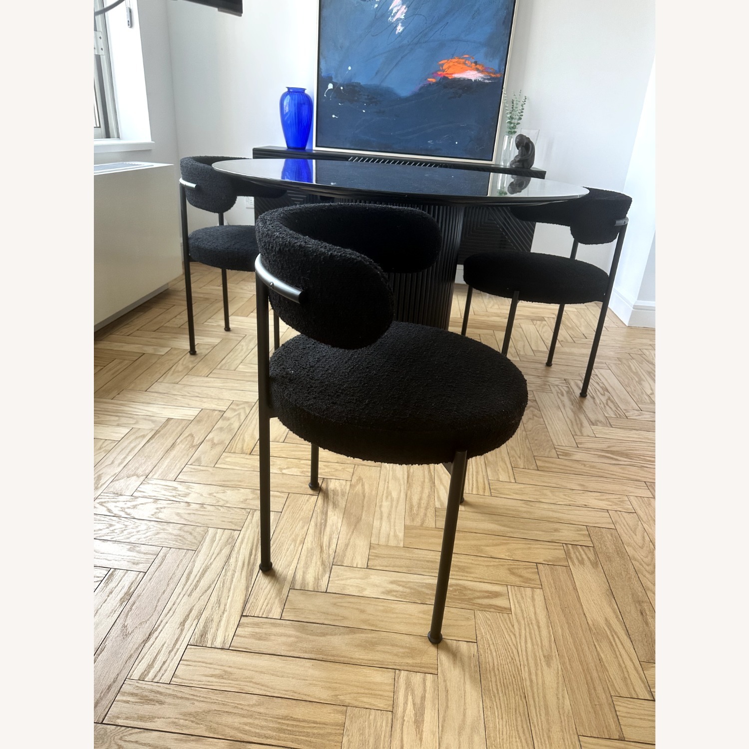 CB2 Inesse Boucle Black Dining Chair - AptDeco