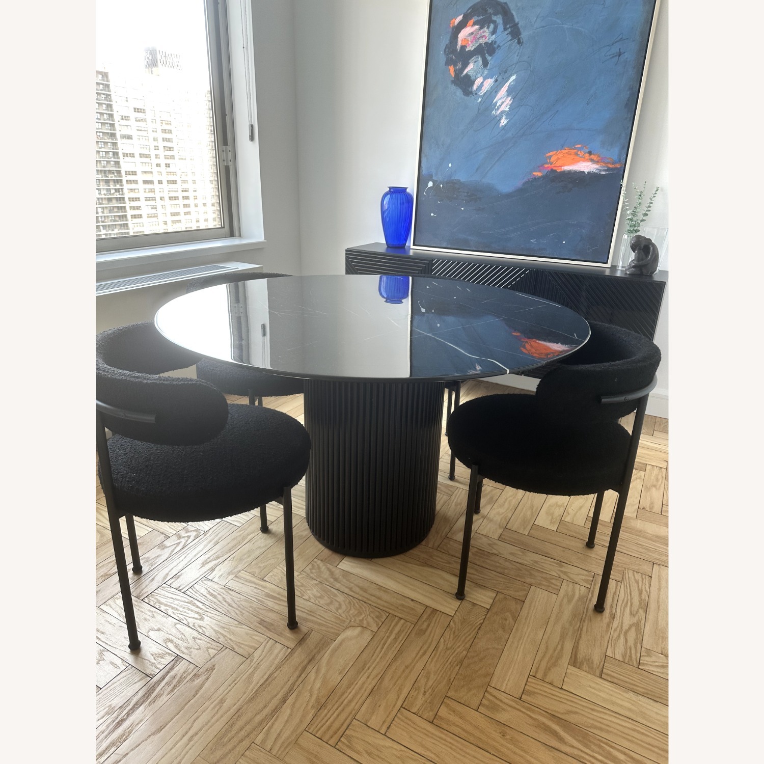 CB2 Inesse Boucle Black Dining Chair - AptDeco