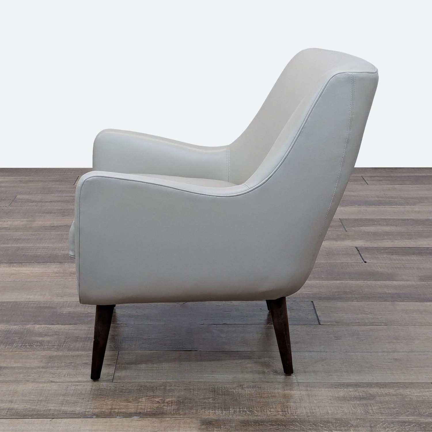 Quinn Mid-Century Modern Leather Chair in Fawn - image-3