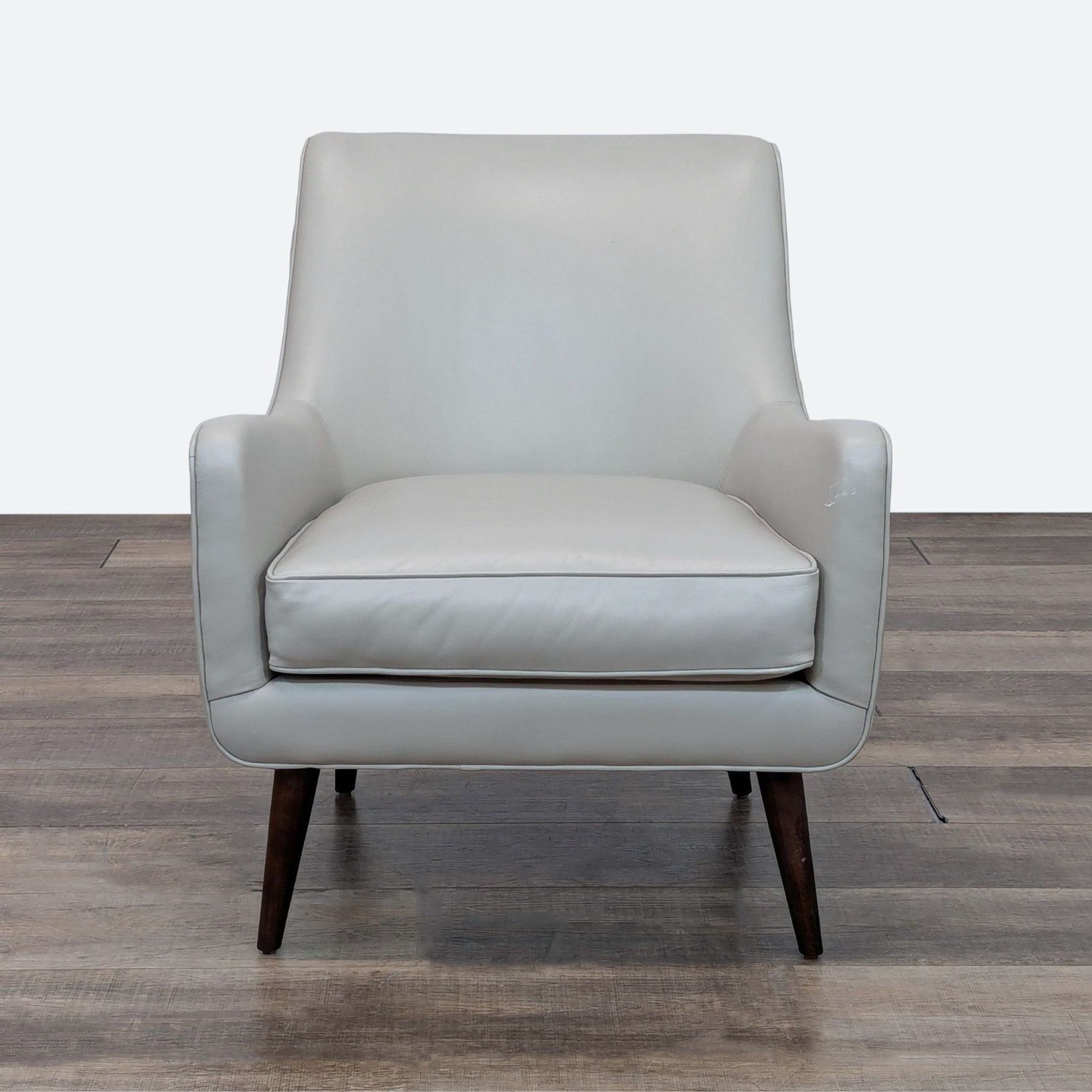 Quinn Mid-Century Modern Leather Chair in Fawn - image-1