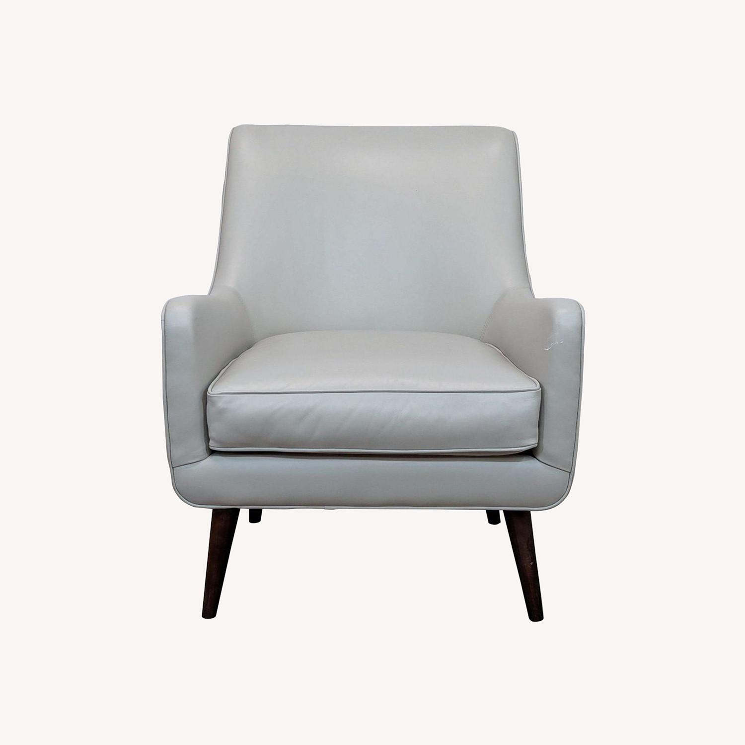 Quinn Mid-Century Modern Leather Chair in Fawn - image-0