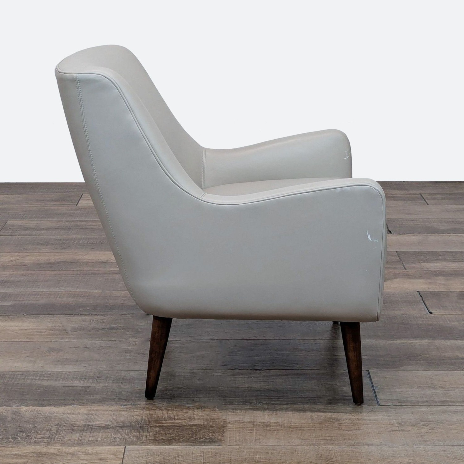 Quinn Mid-Century Modern Leather Chair in Fawn - image-8