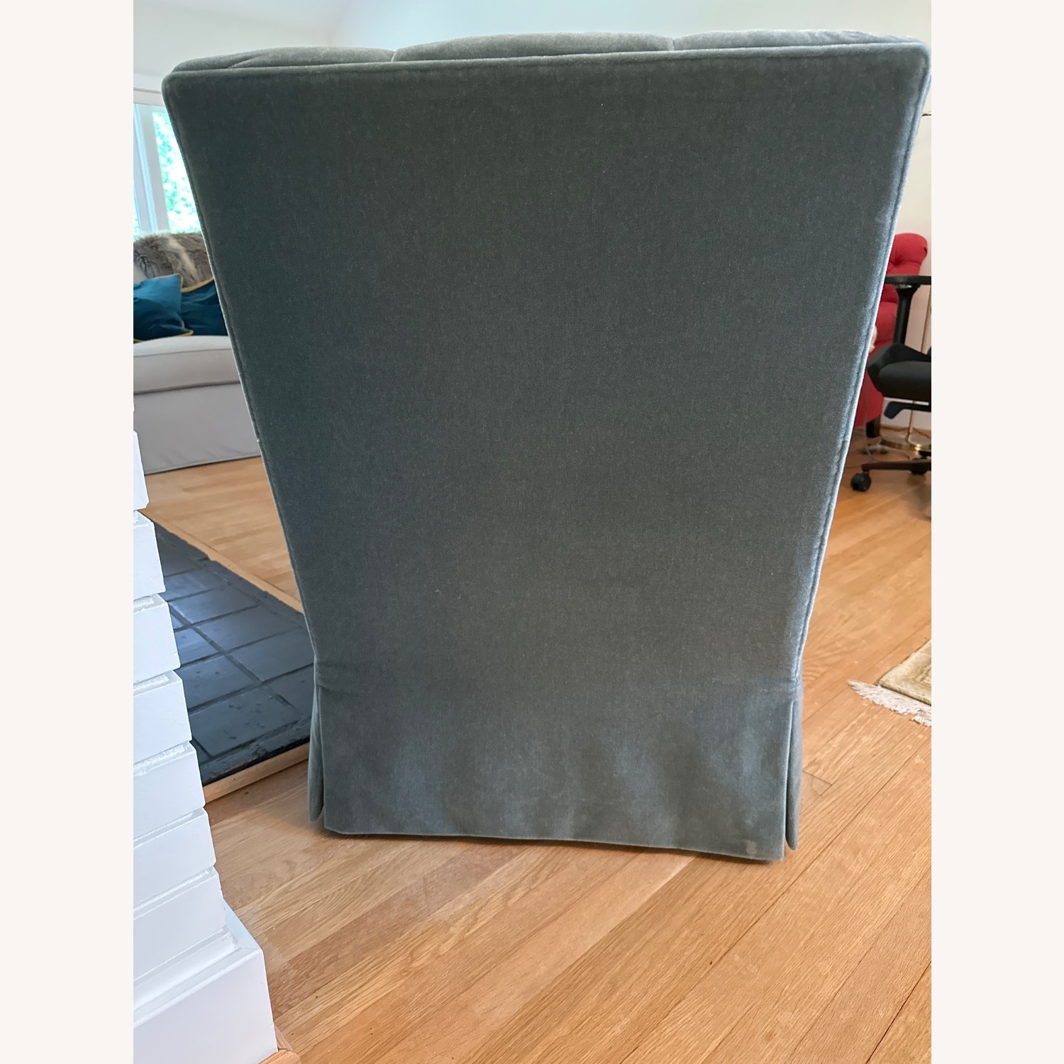 Ebanista Teal Blue Velvet Lounge Chair - image-3