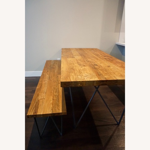 Used CB2 Dining Table Set With Bench for sale on AptDeco