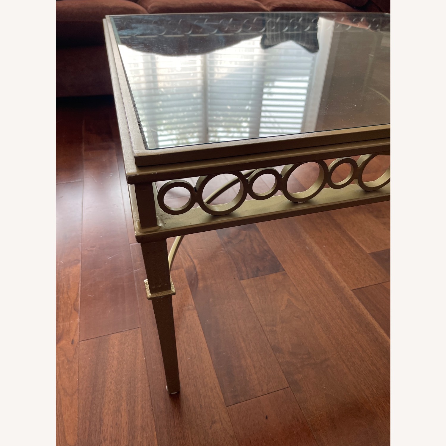 Gold Metal Table with Glass Top  - image-2