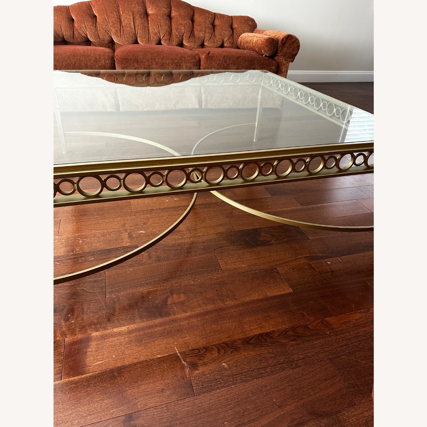 Gold Metal Table with Glass Top  - image-4