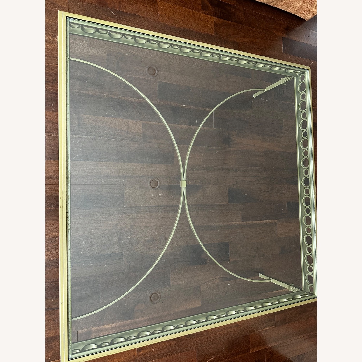 Gold Metal Table with Glass Top  - image-5