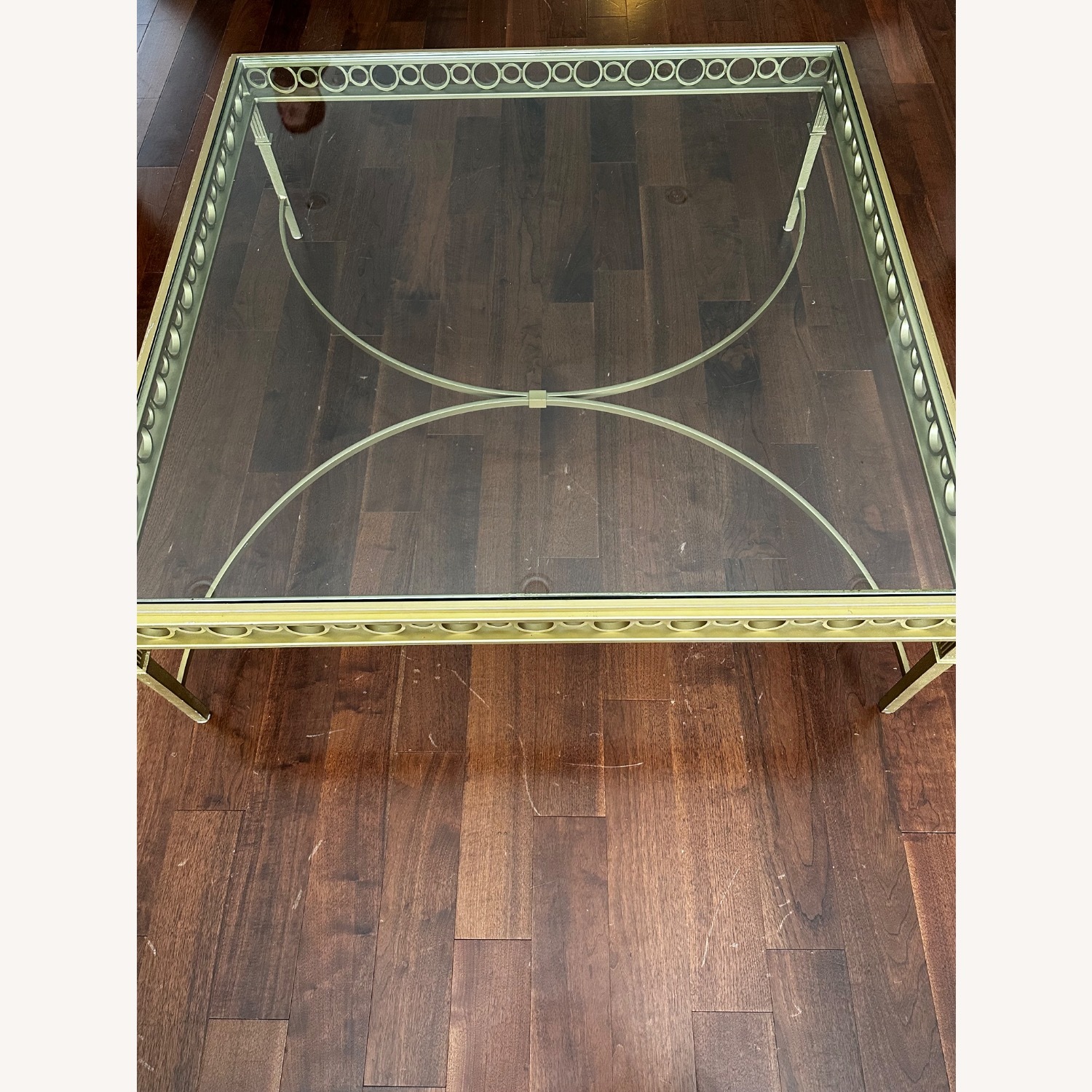 Gold Metal Table with Glass Top  - image-3
