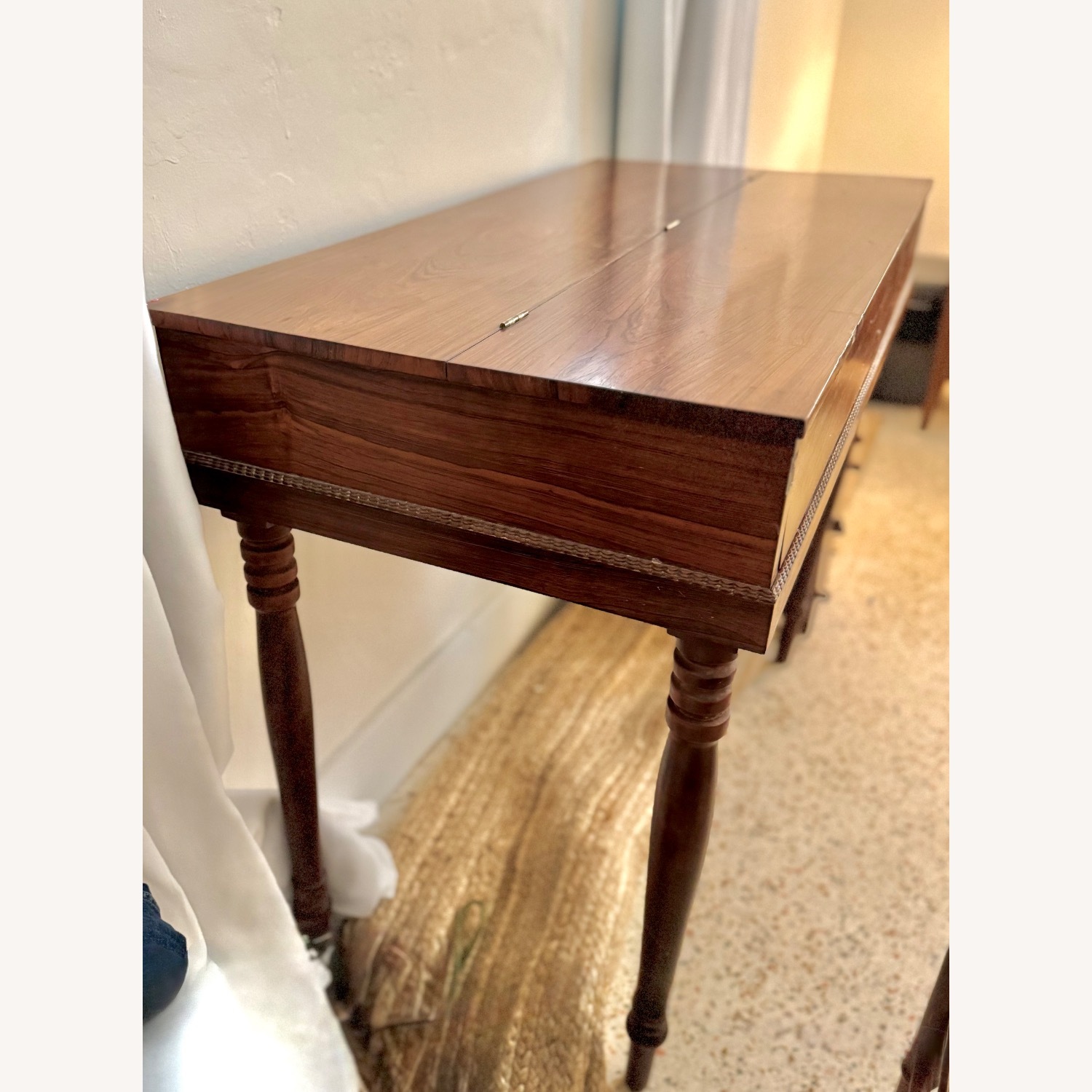 Antique Wood Secretary Desk with Cane Chair - image-2
