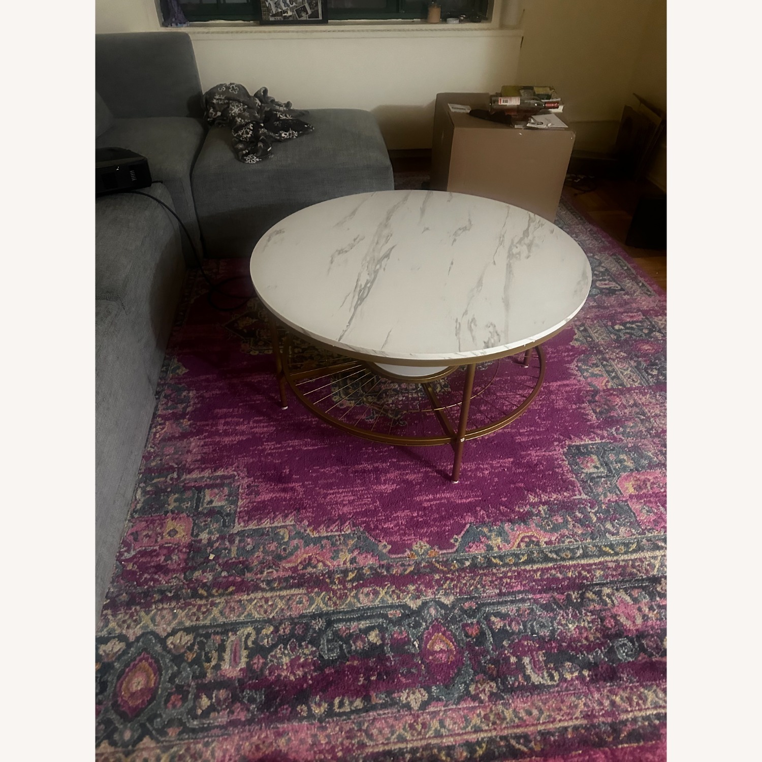 Round Marble Pattern Coffee Table - image-1