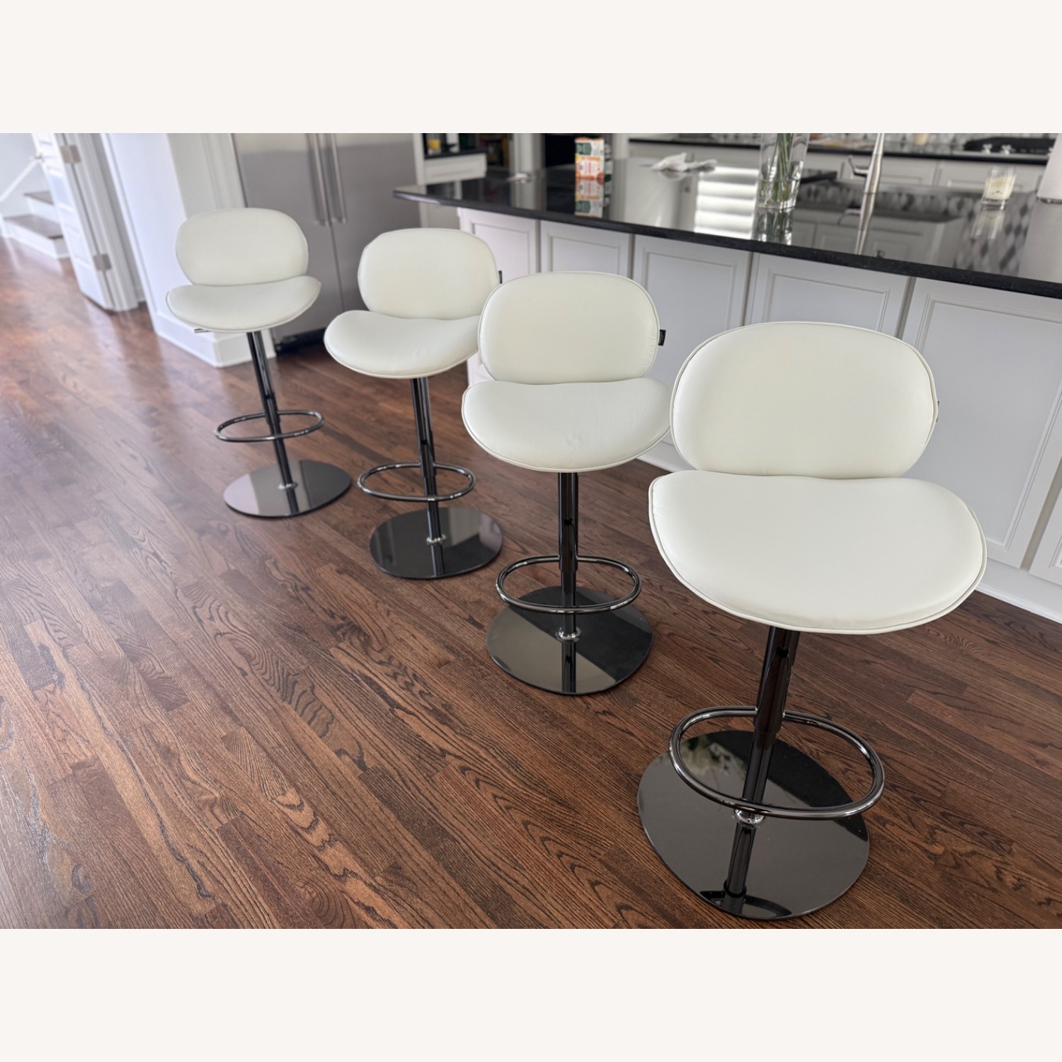 Natuzzi Shield Leather Bar Stools - Set of 4 - image-4