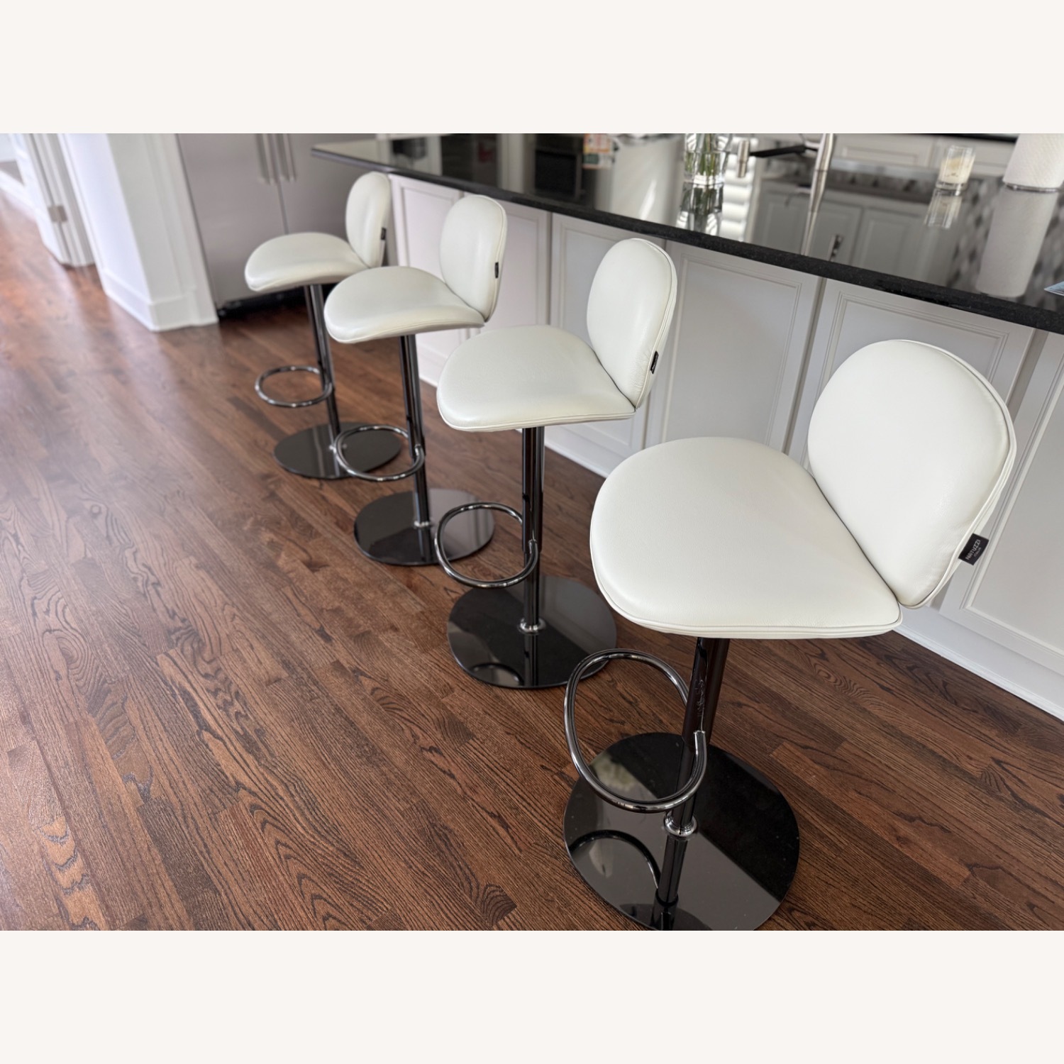 Natuzzi Shield Leather Bar Stools - Set of 4 - image-14
