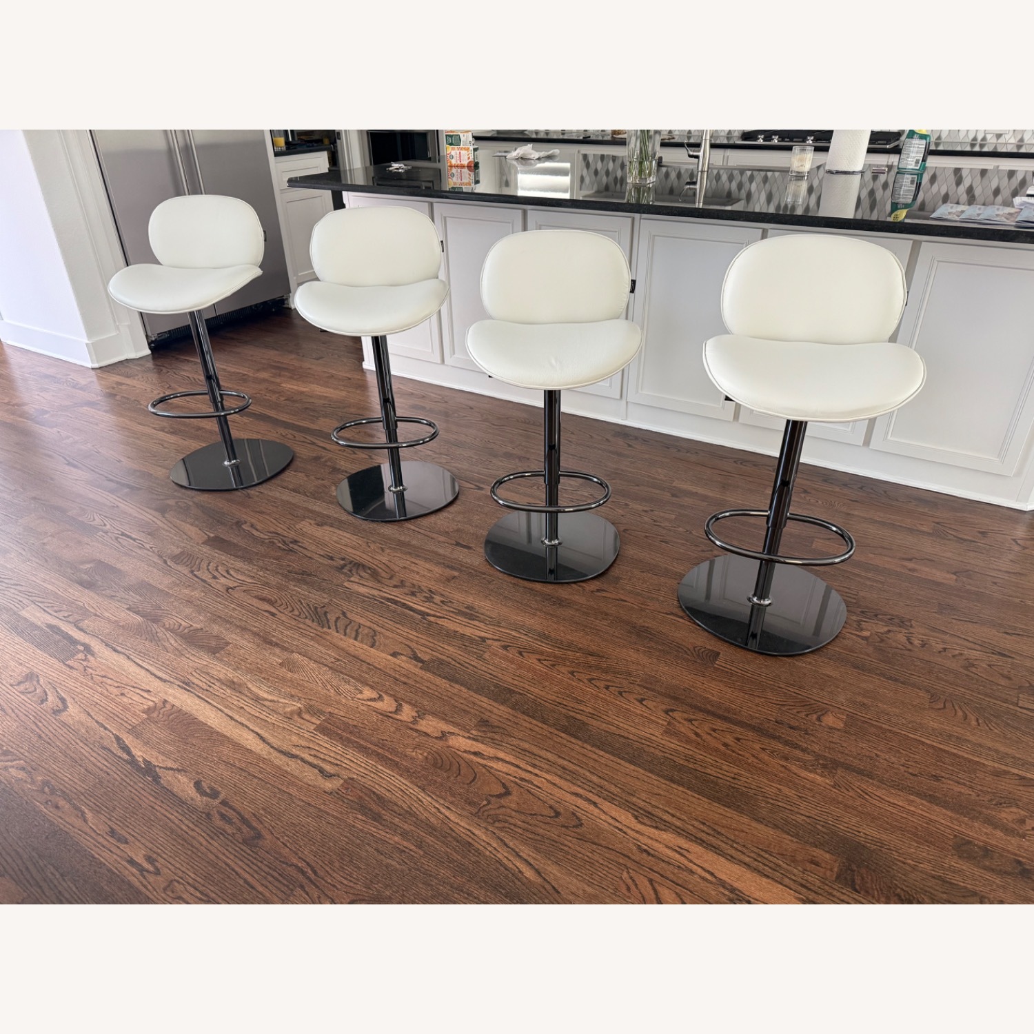 Natuzzi Shield Leather Bar Stools - Set of 4 - image-8
