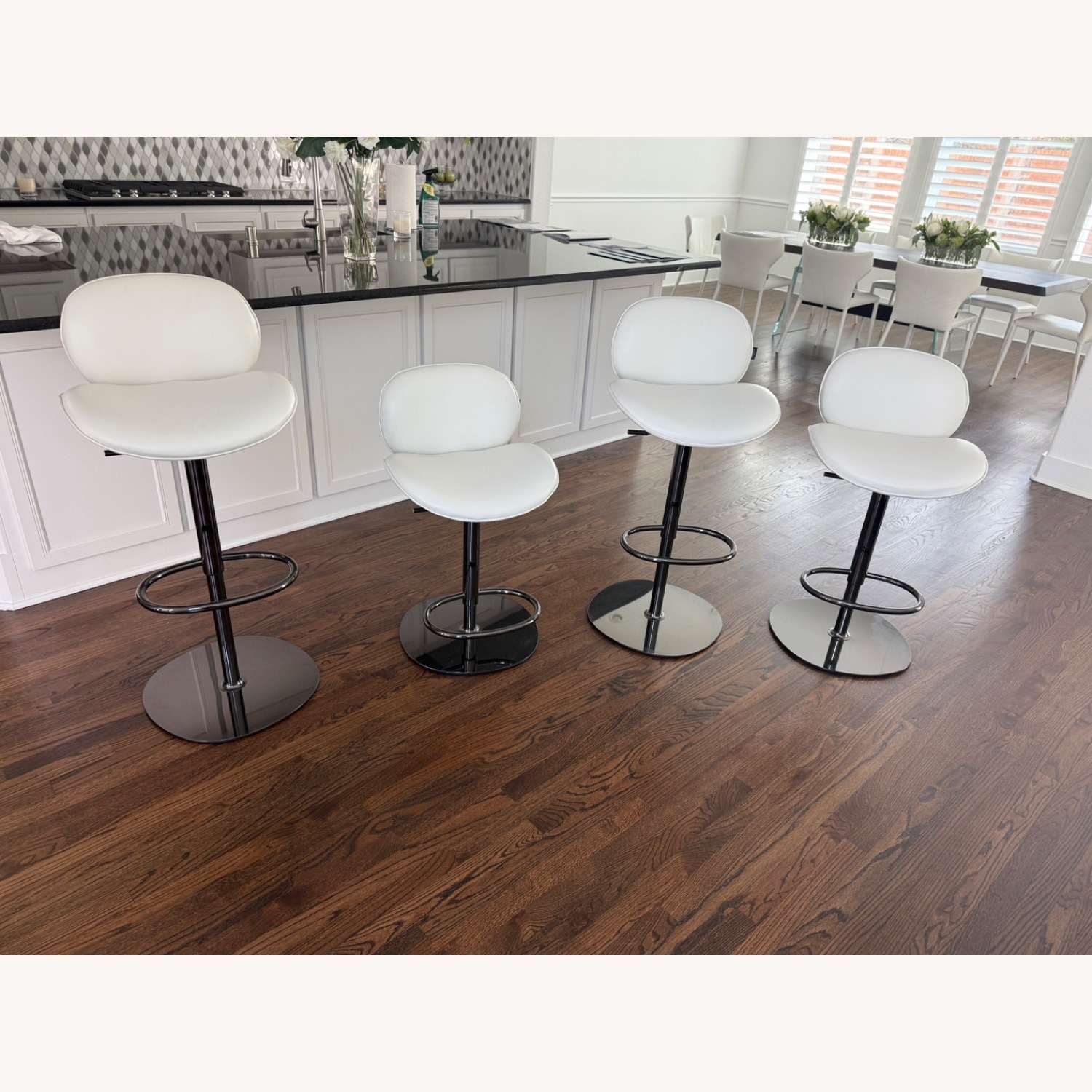 Natuzzi Shield Leather Bar Stools - Set of 4 - image-3