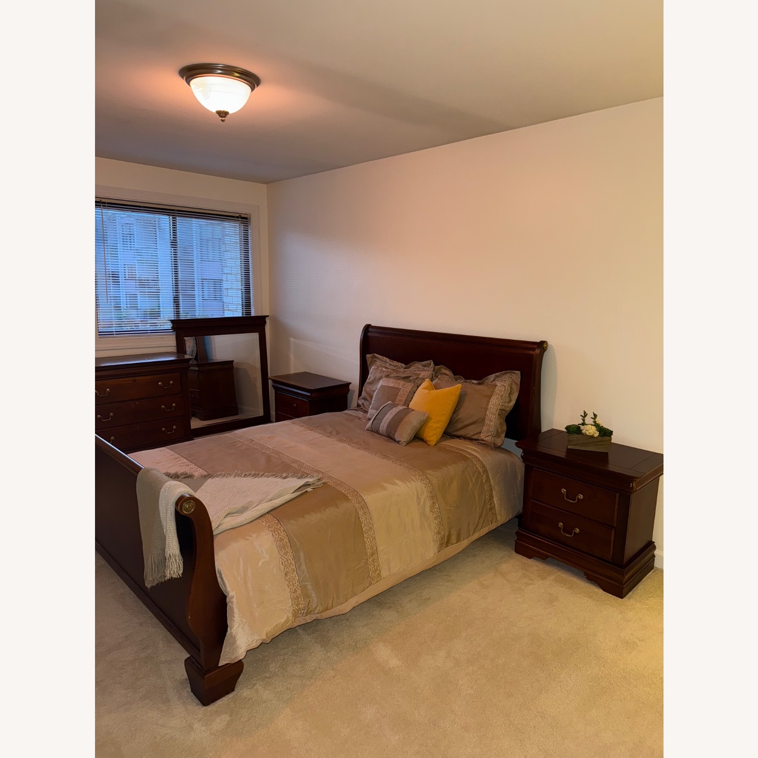 Cherry Wood Sleigh Bed - image-3