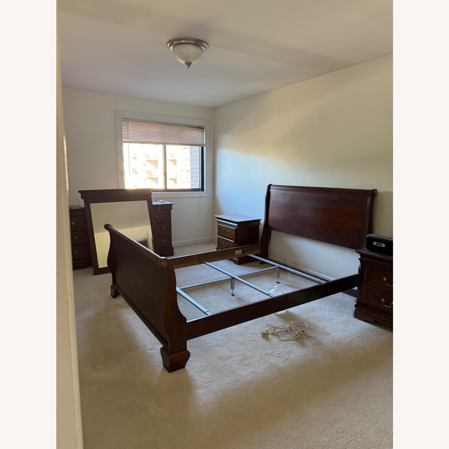 Cherry Wood Sleigh Bed - image-1