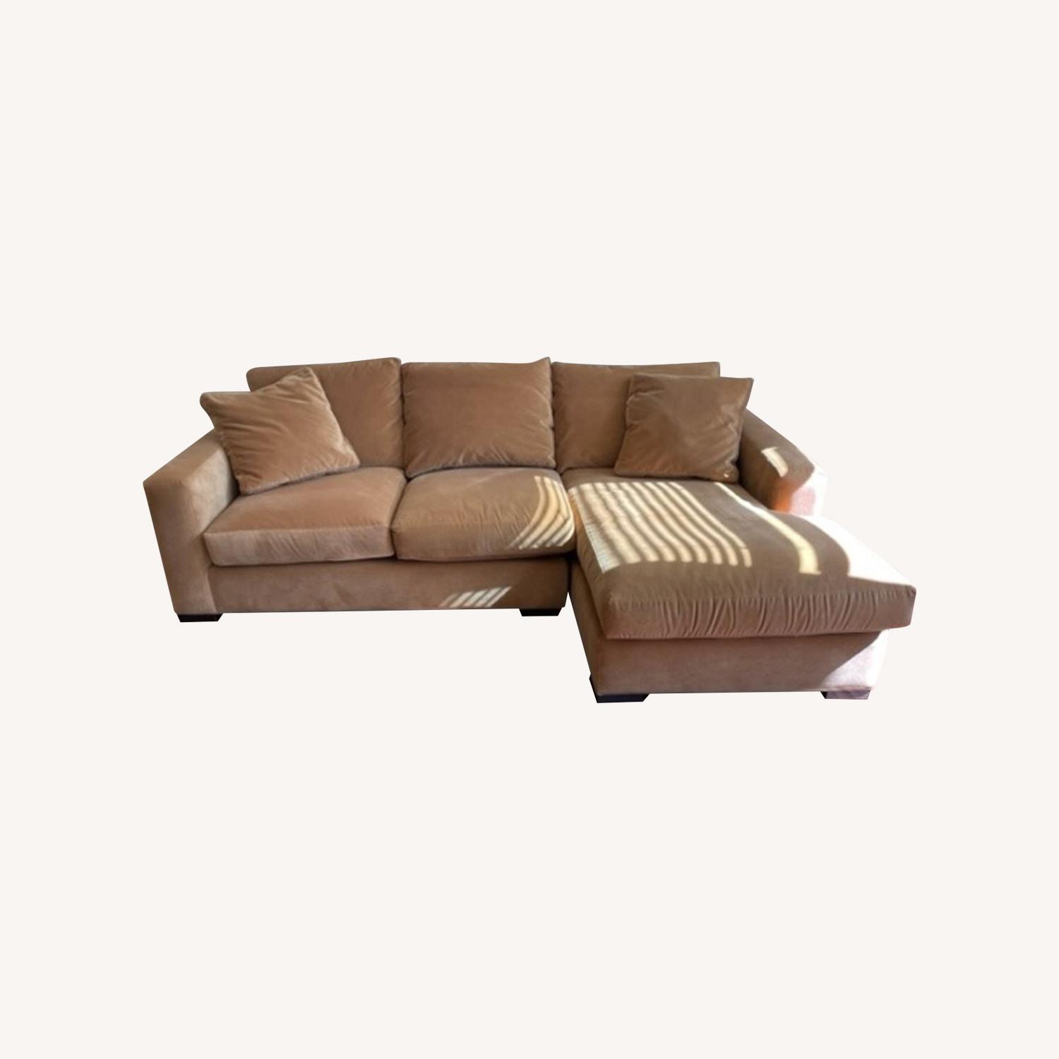 Room and Board Chaise Camel Velvet Sofa - image-7