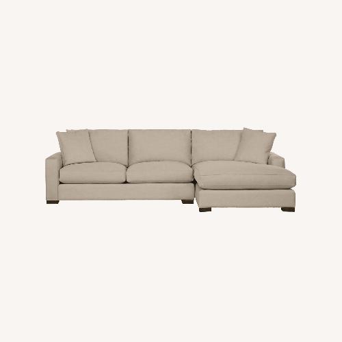 Used Room and Board Chaise Camel Velvet Sofa for sale on AptDeco