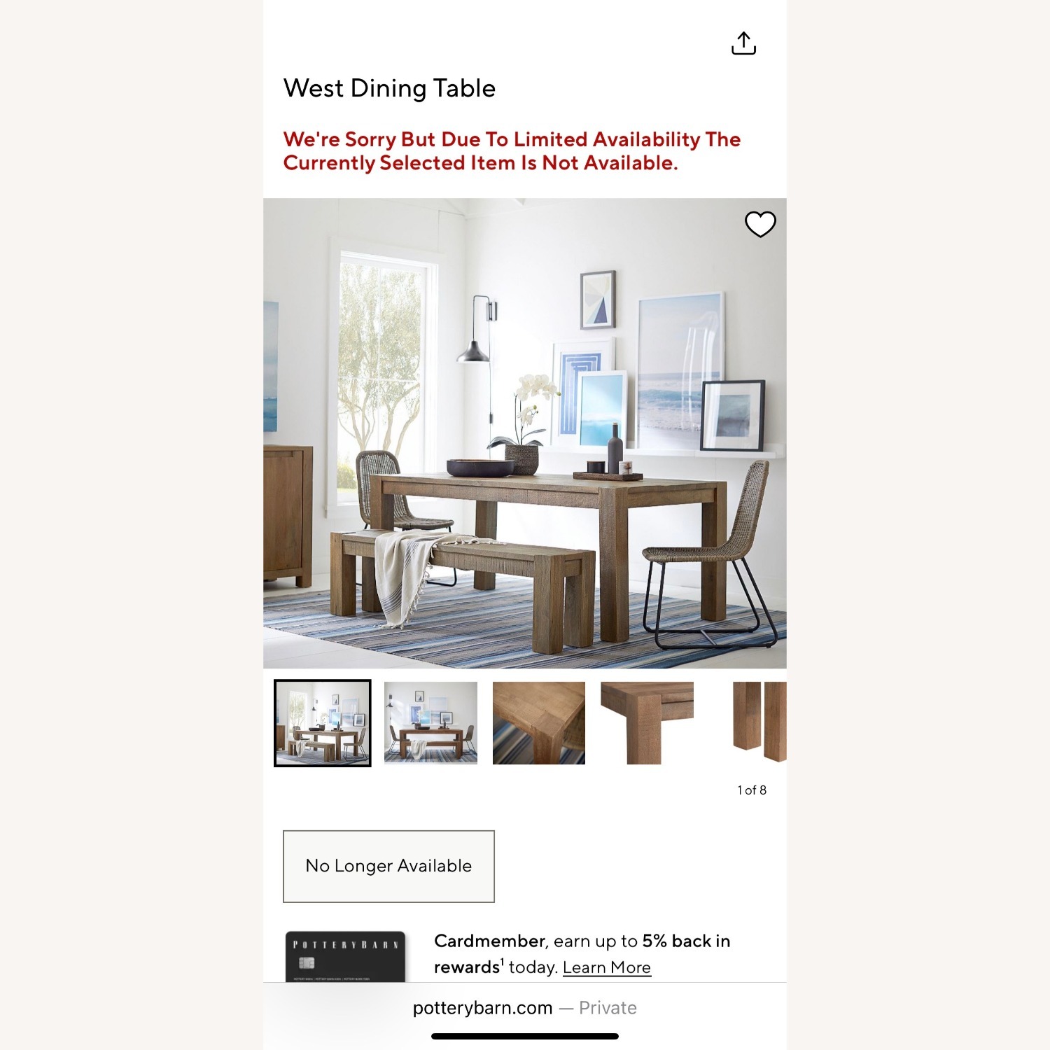 Pottery Barn West Dining Table - image-1