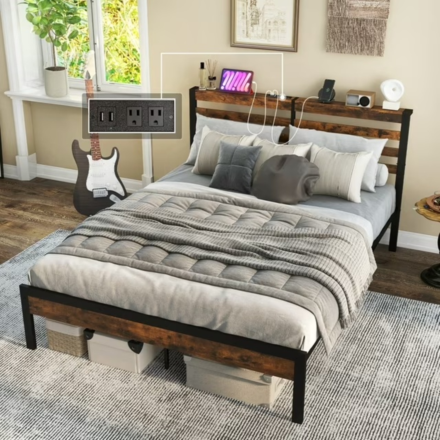 Costway Queen Industrial Metal Platform Bed  - image-4