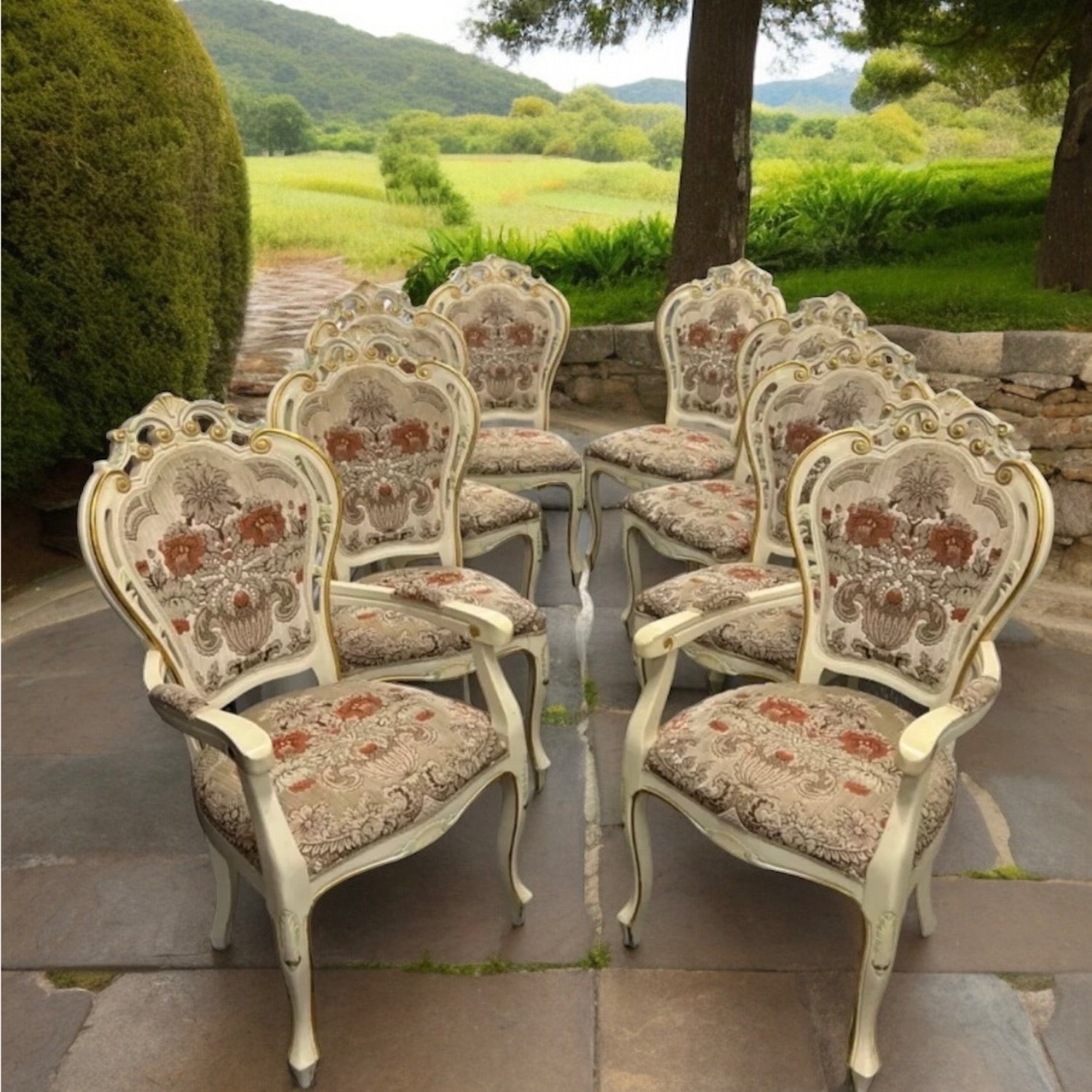 Rococo Vintage FrencH ItaLian 8 Dining CHairs - image-1