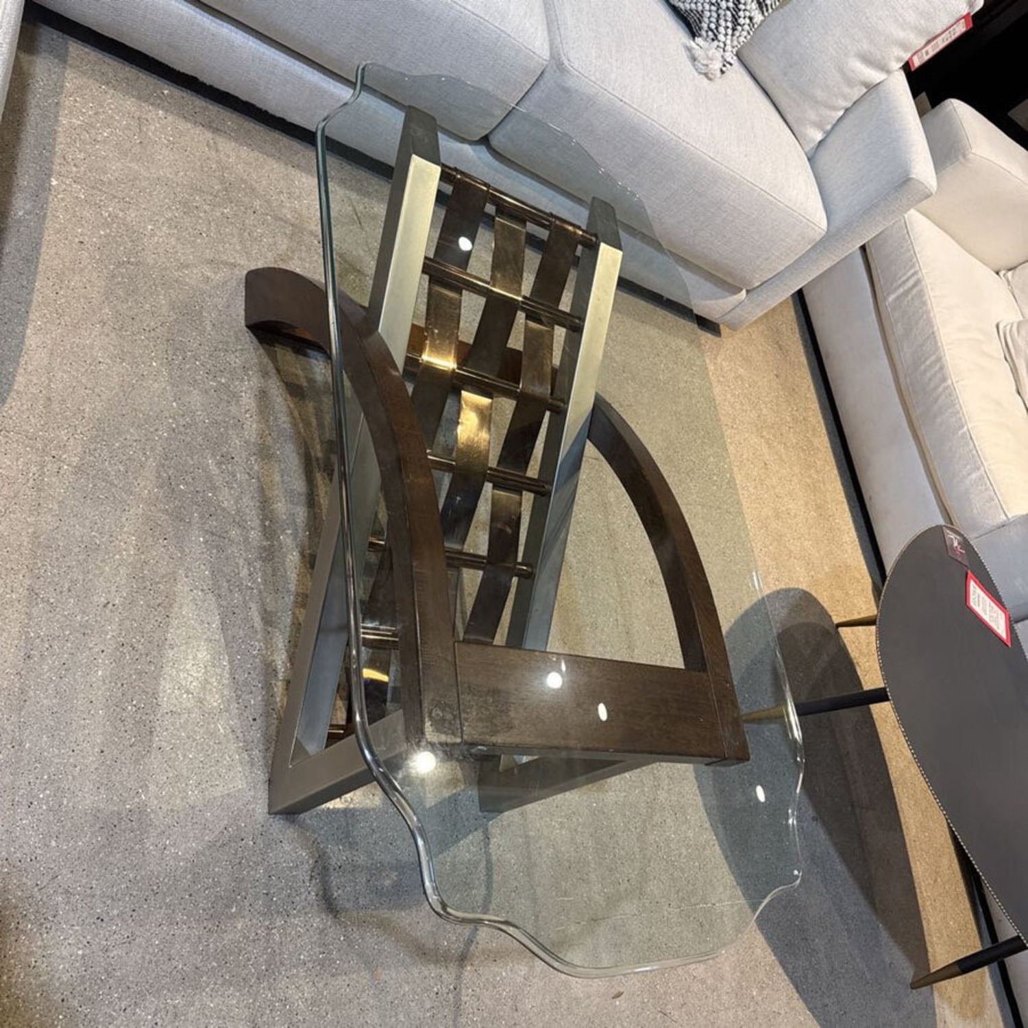 Retro Wood & Chrome Base w Glass Top Coffee Table - image-5