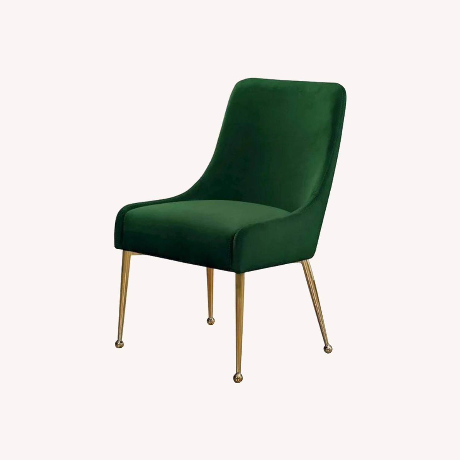 Green Velvet Dining Chairs Gold Legs - image-0