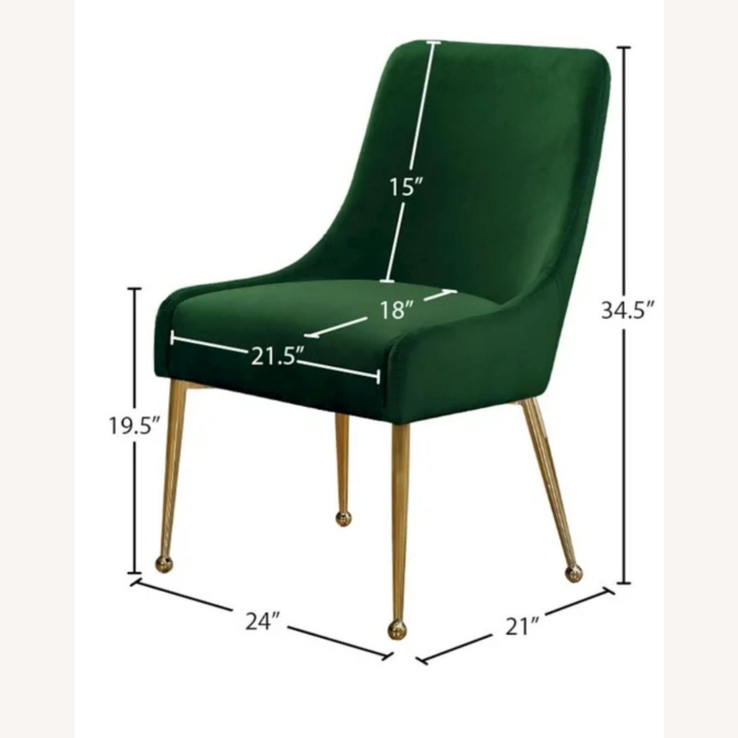 Green Velvet Dining Chairs Gold Legs - image-3