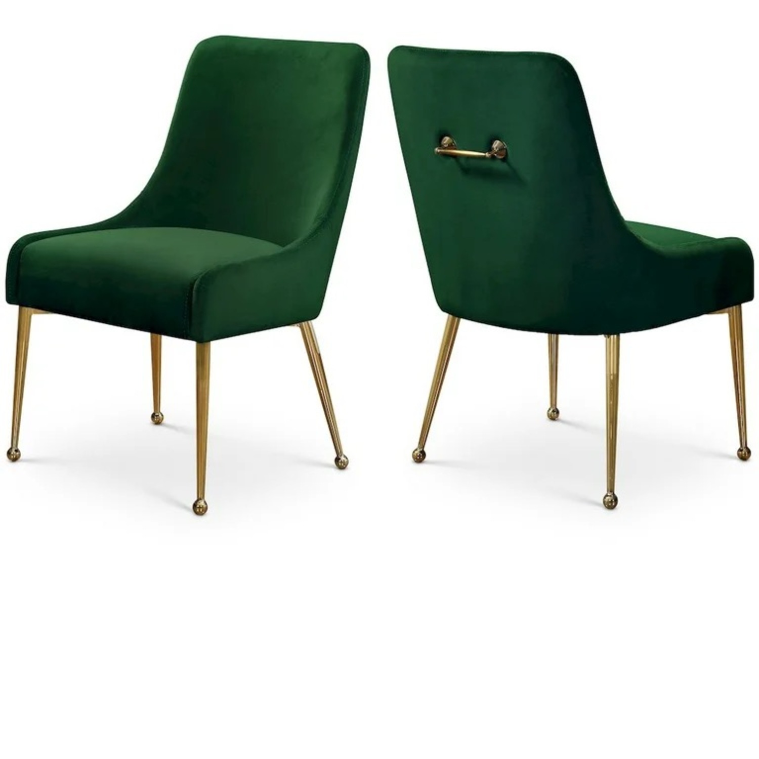 Green Velvet Dining Chairs Gold Legs - image-1