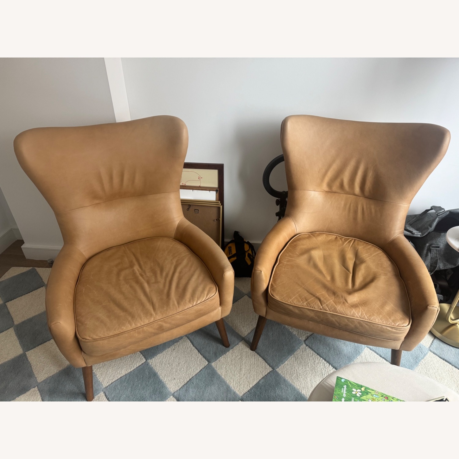 West Elm Erik Leather Wingback Chairs - image-1