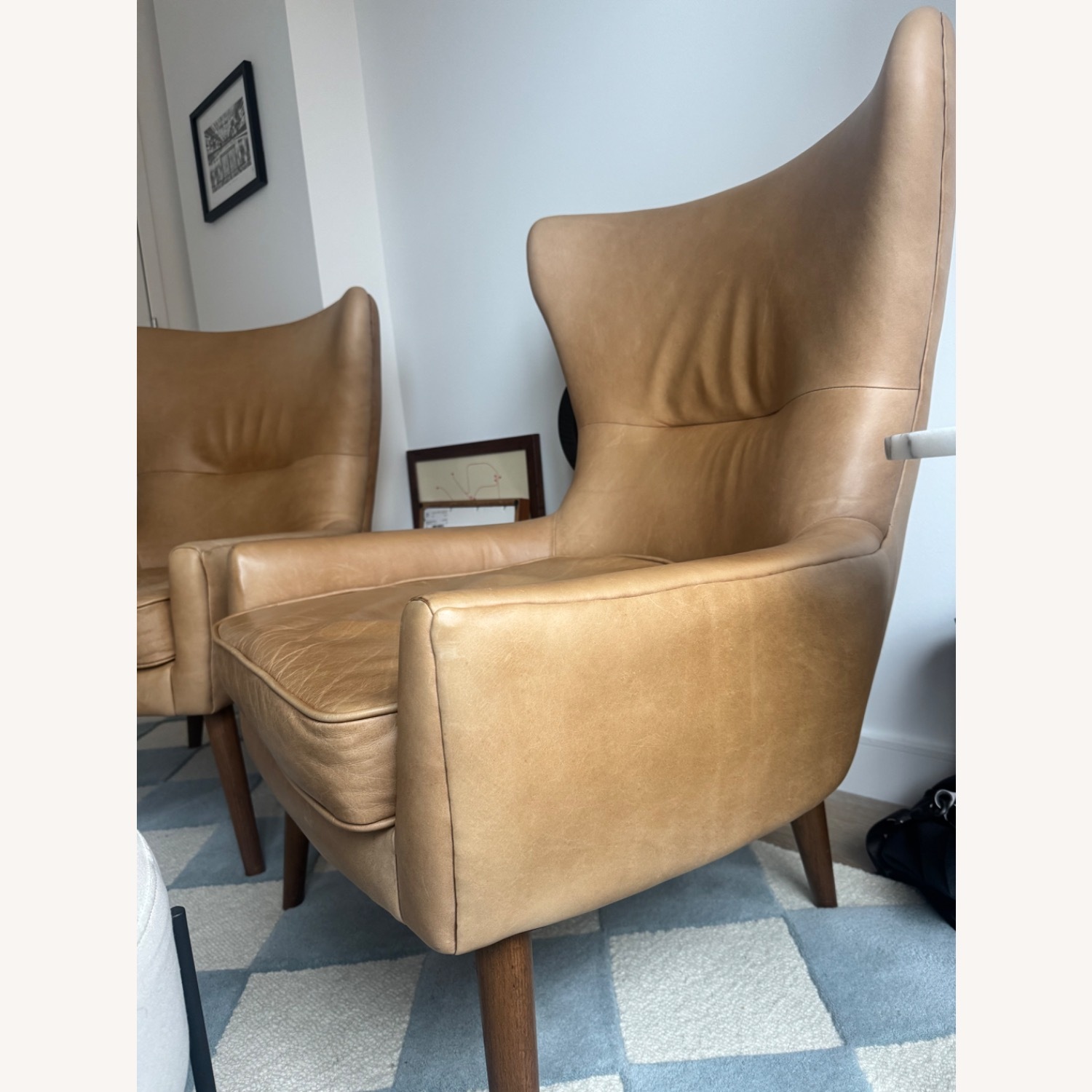 West Elm Erik Leather Wingback Chairs - image-3