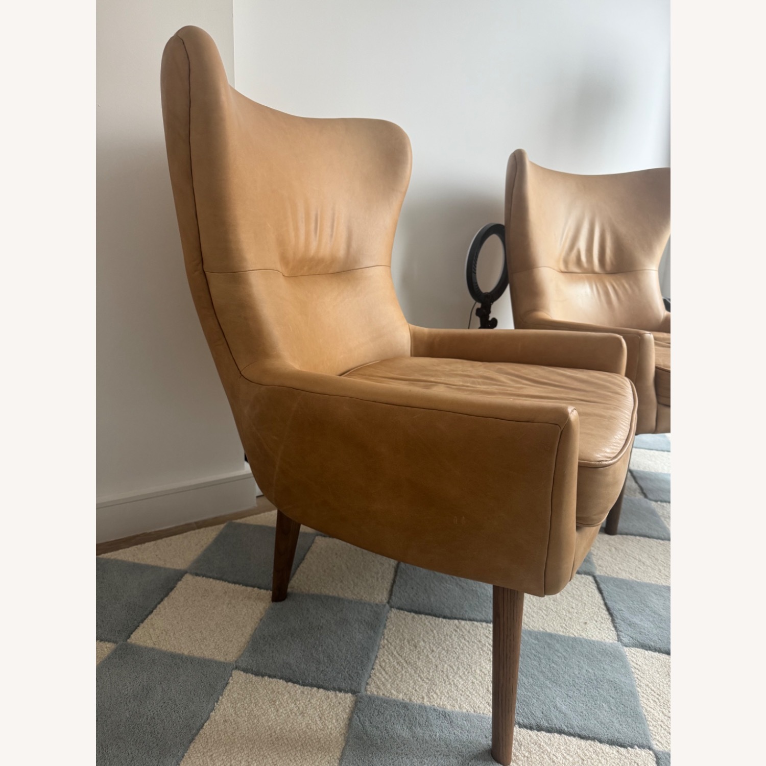 West Elm Erik Leather Wingback Chairs - image-2
