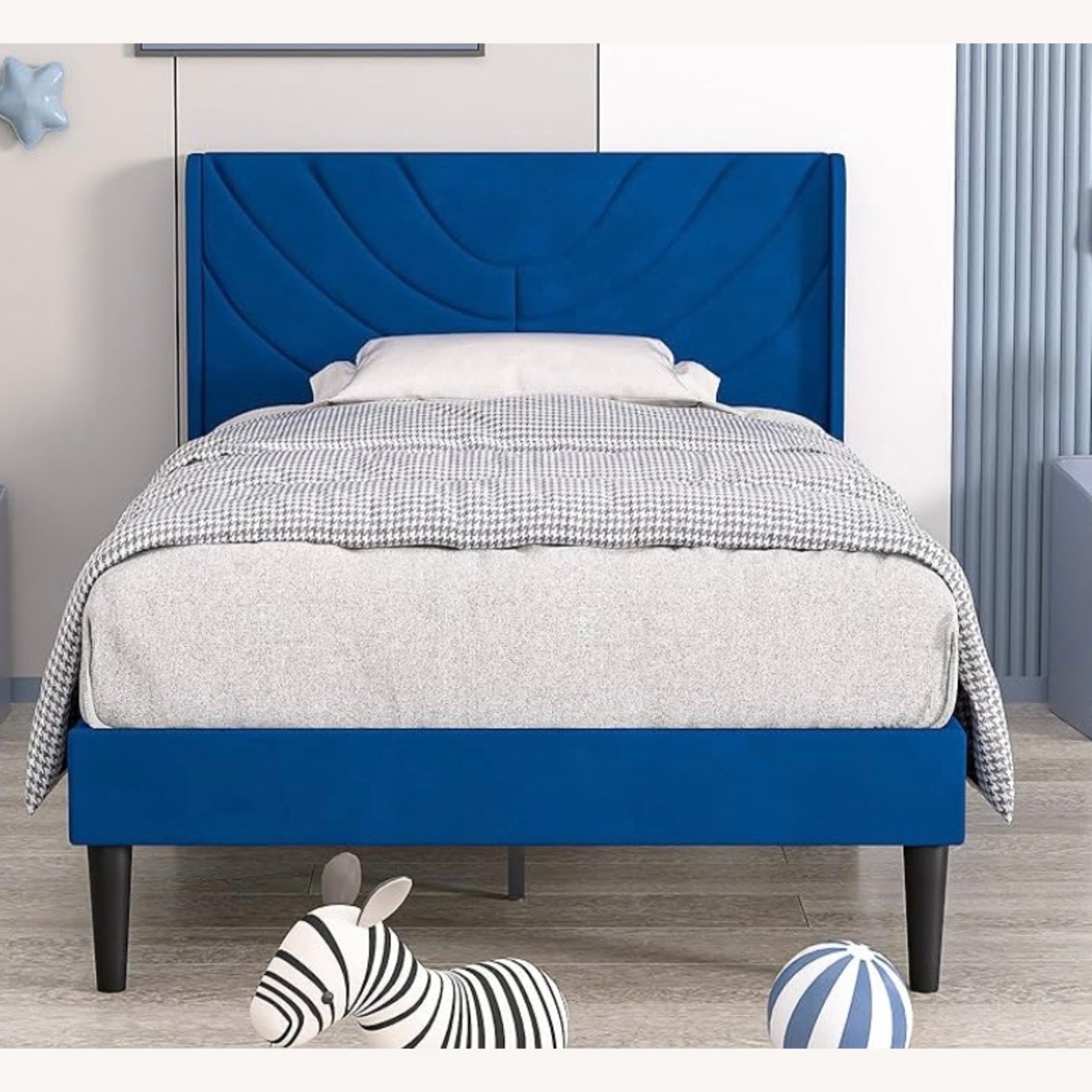 Twin Upholstered Platform Bed Frame - image-1