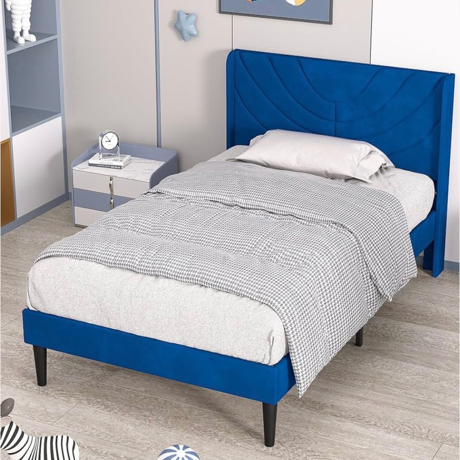 Twin Upholstered Platform Bed Frame - image-3