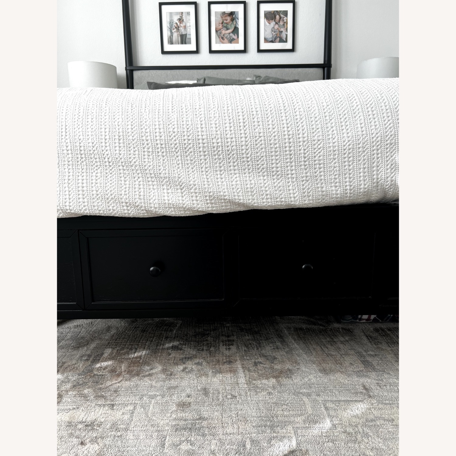 Black Queen Canopy Bed with Storage- Like New - image-3