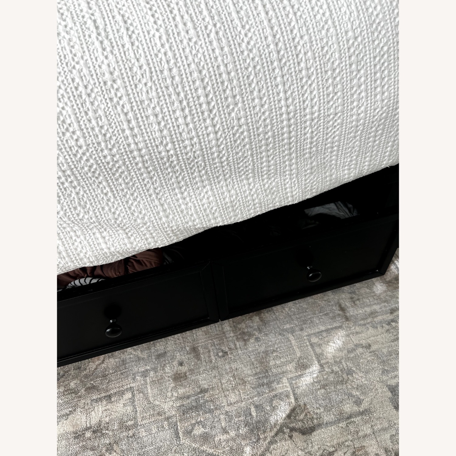 Black Queen Canopy Bed with Storage- Like New - image-6