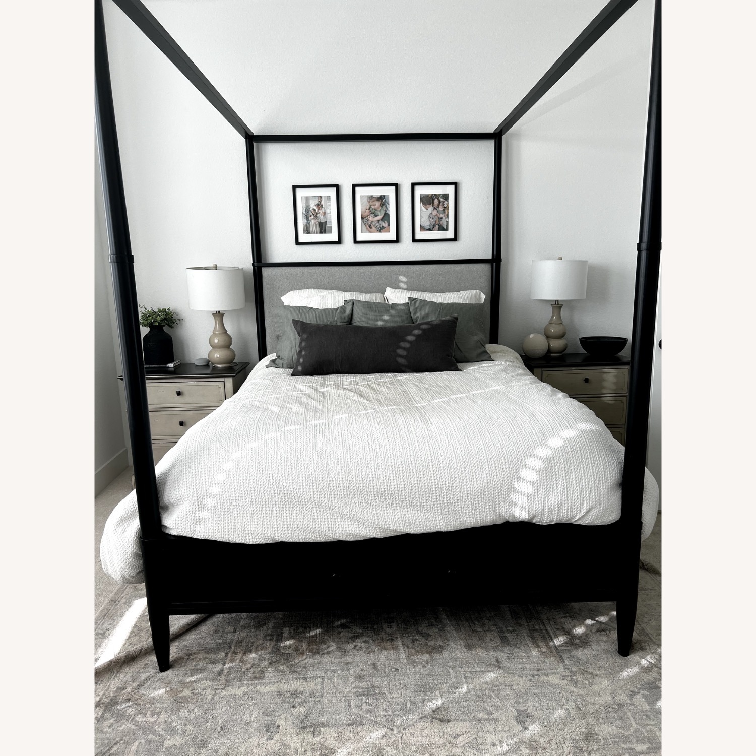 Black Queen Canopy Bed with Storage- Like New - image-1