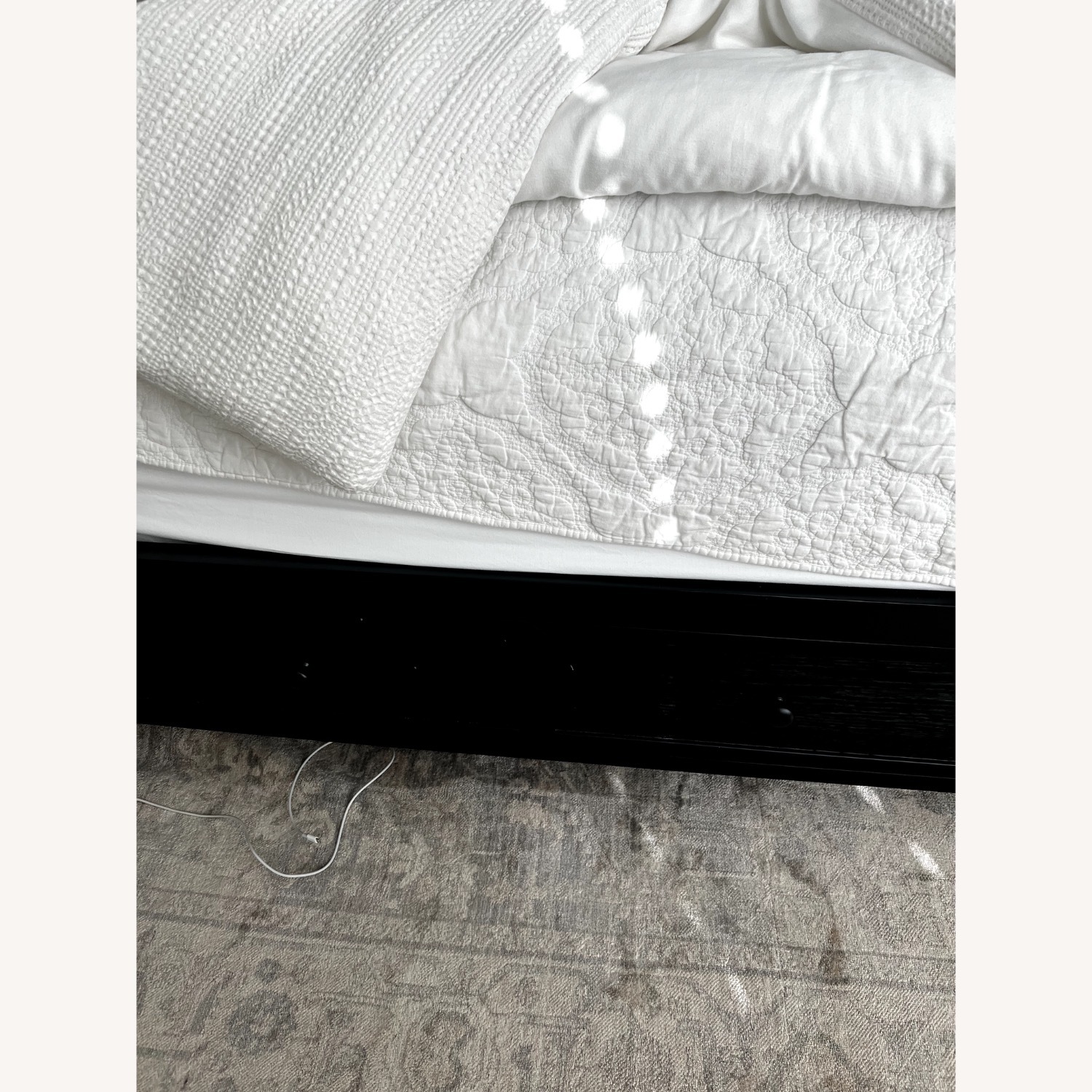 Black Queen Canopy Bed with Storage- Like New - image-4