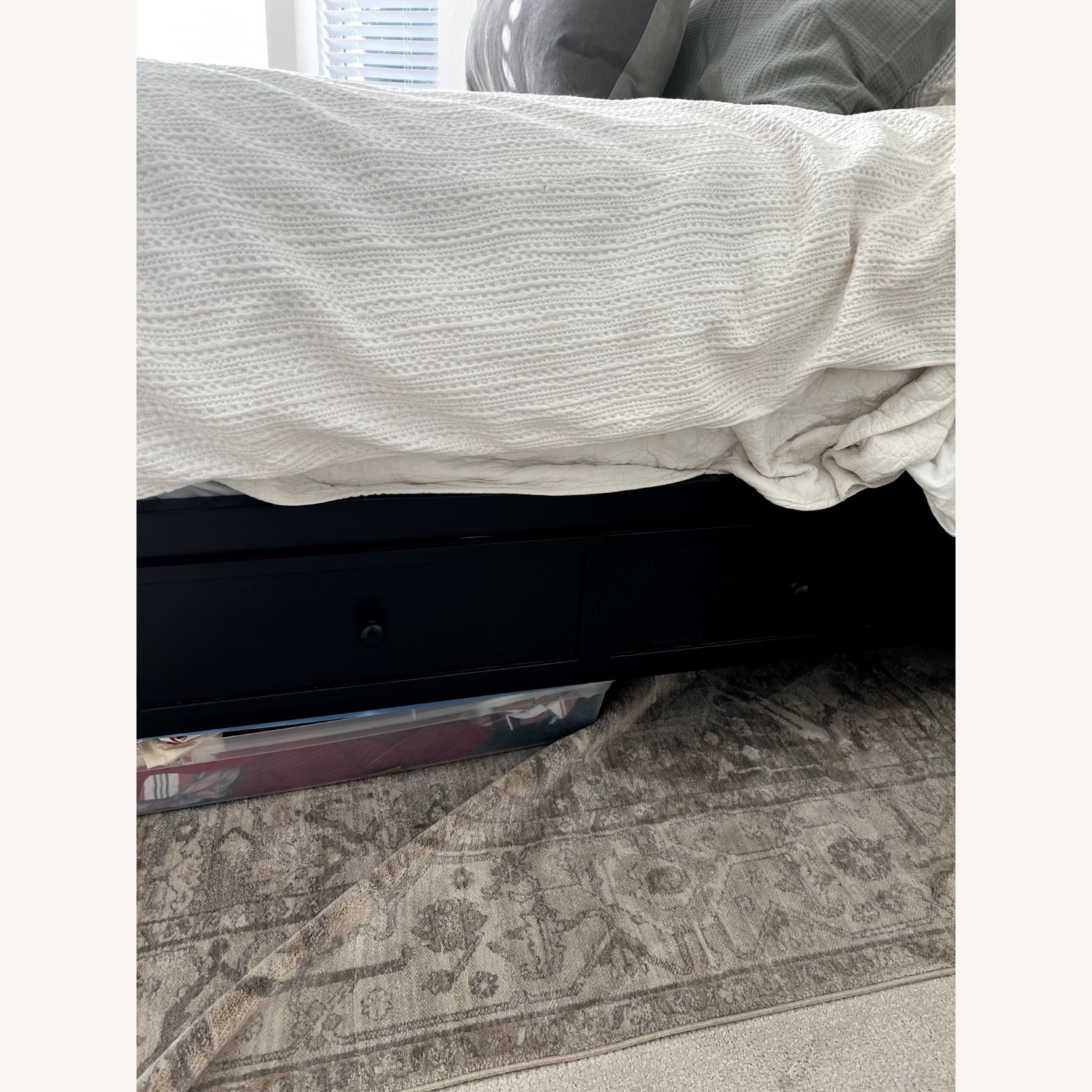 Black Queen Canopy Bed with Storage- Like New - image-8