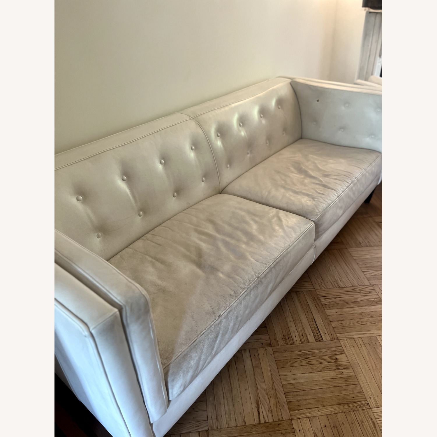 Crate & Barrel Aidan White Leather Sofa - image-2
