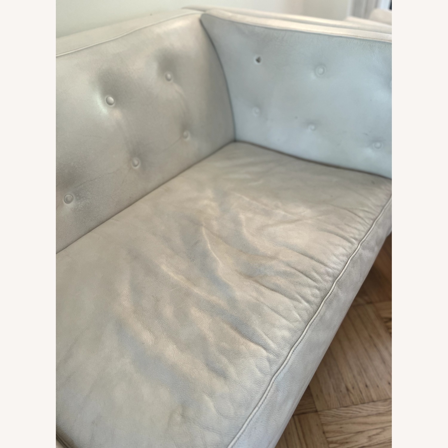 Crate & Barrel Aidan White Leather Sofa - image-3