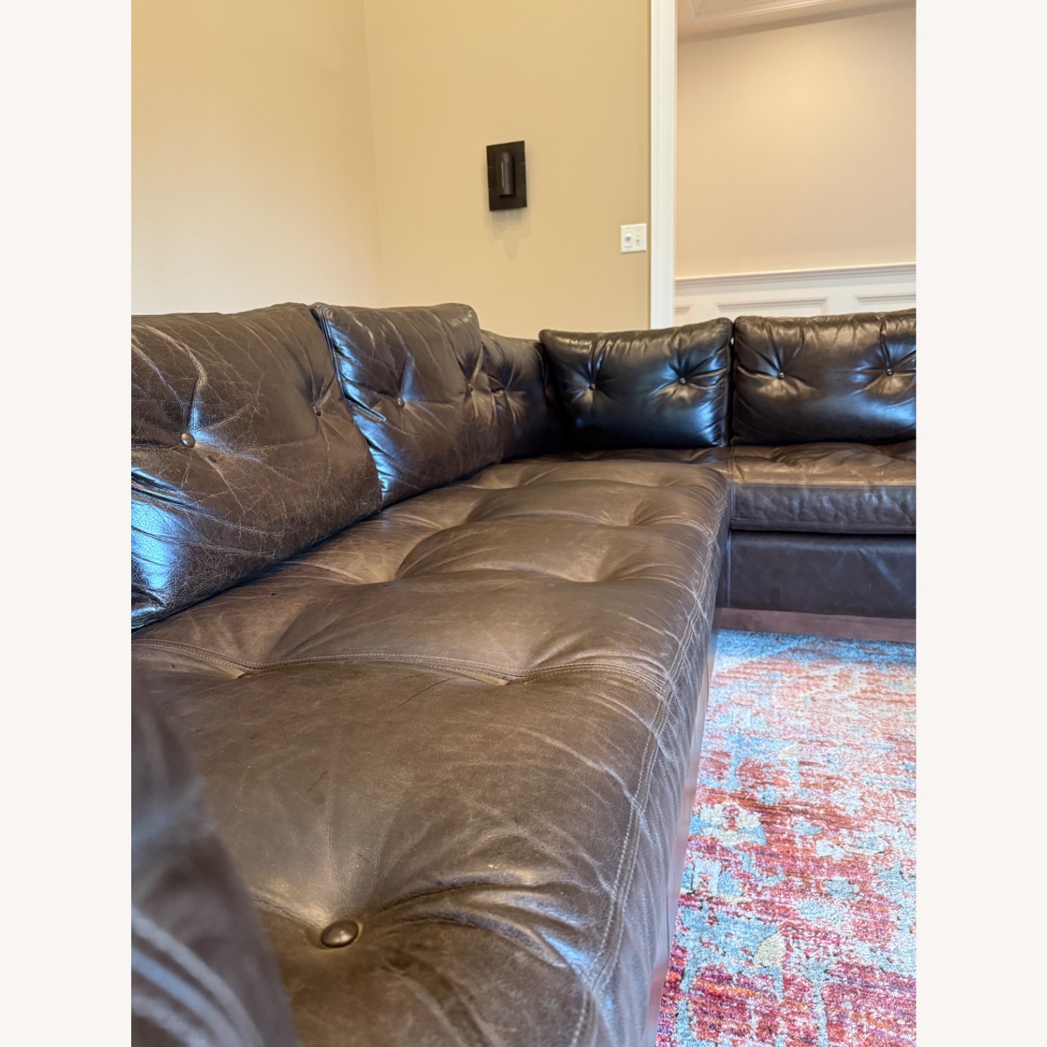 Arhaus Camden Leather Sofa/Chaise Sectional - image-1