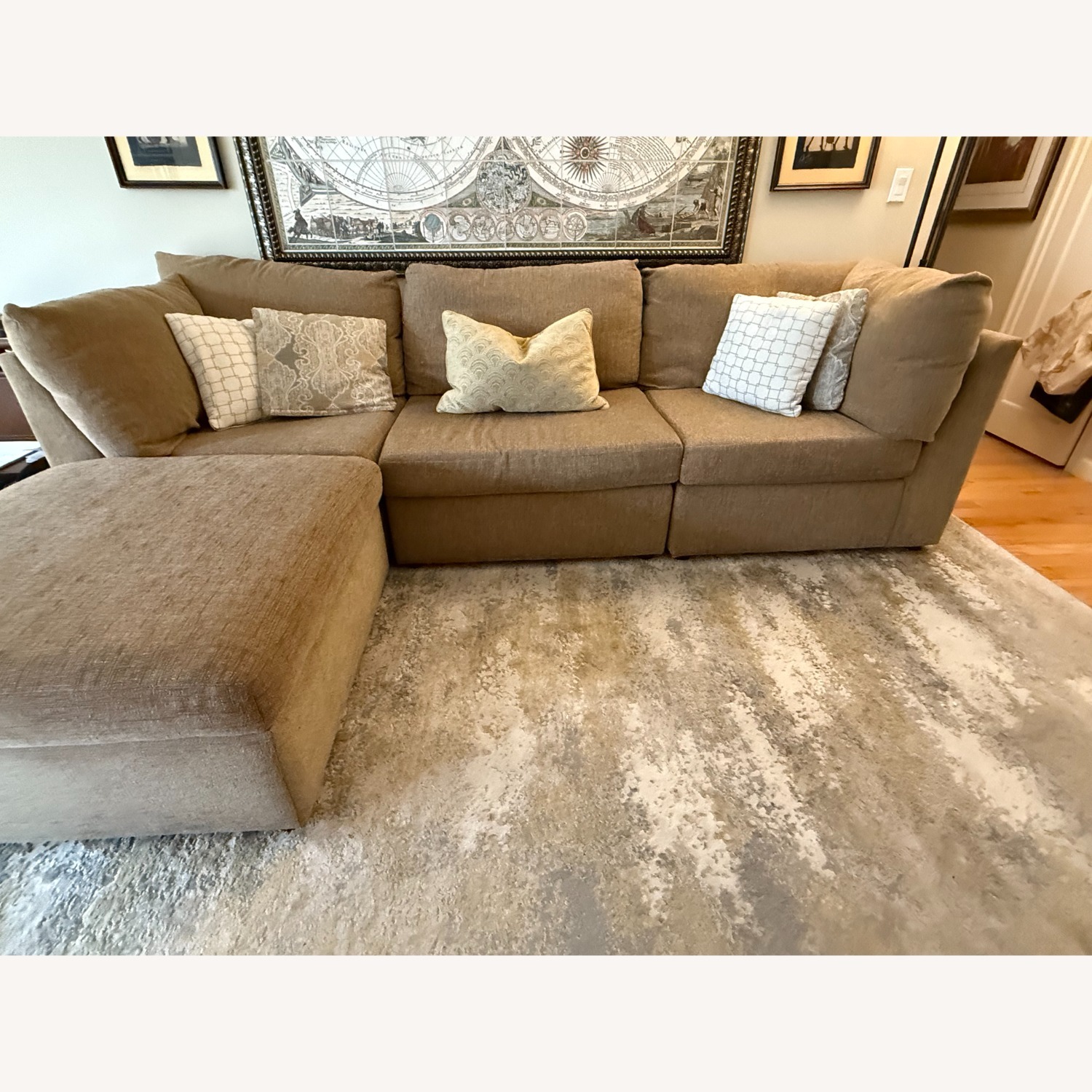 Beckham Honey-Colored Modular Sofa with Ottoman - image-1
