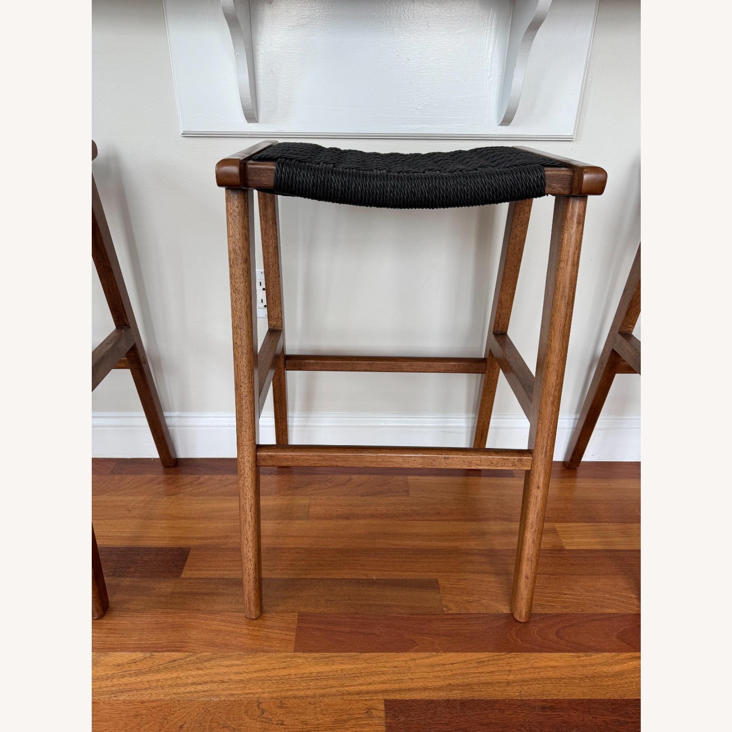 Wood Stool with Rope Seat - image-1