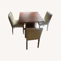 Mahogony Card Table and 2 Leather Covered Chairs