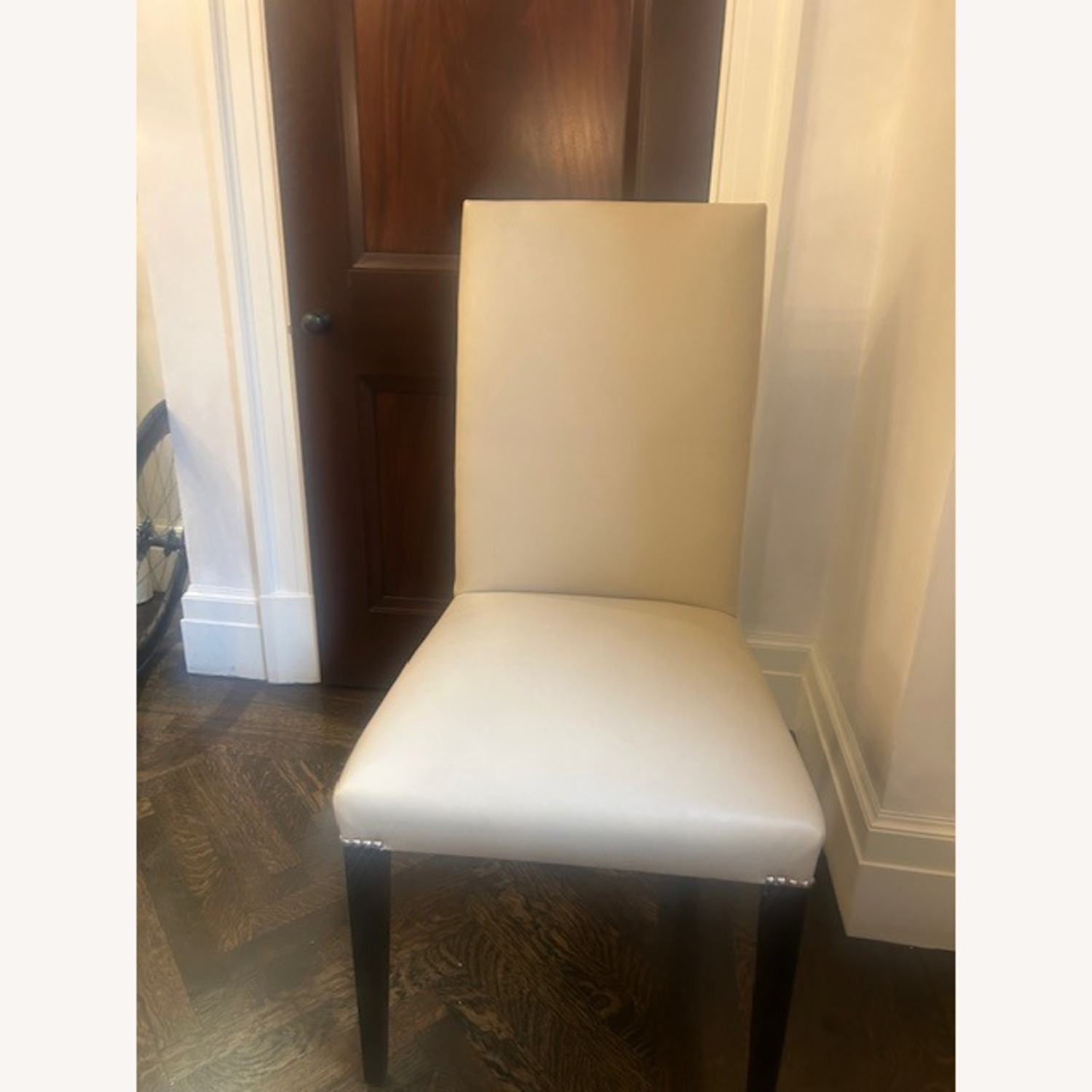 Custom Made Leather and Wood Dining Chairs - image-1