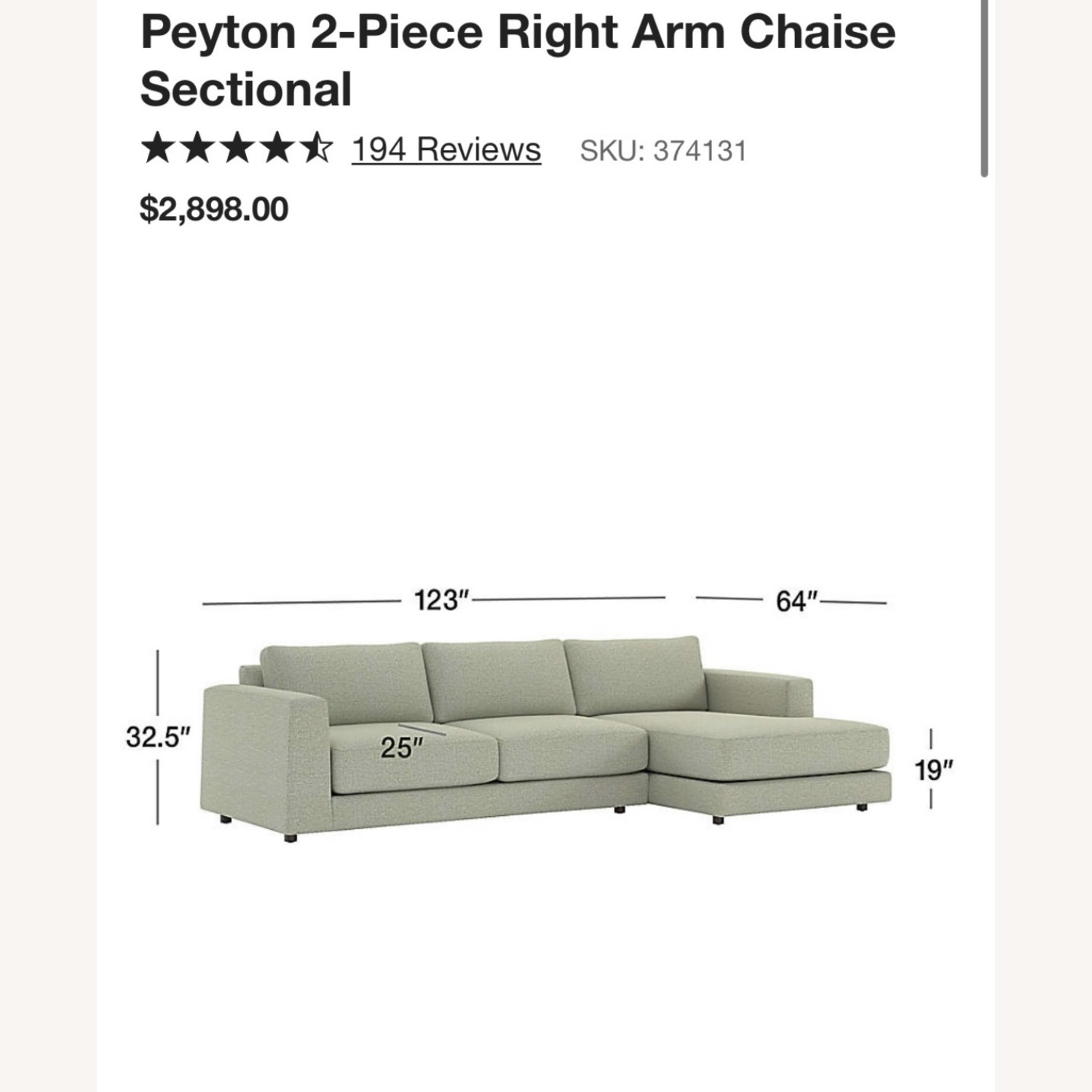 Crate & Barrel Gray Peyton Sectional - image-5